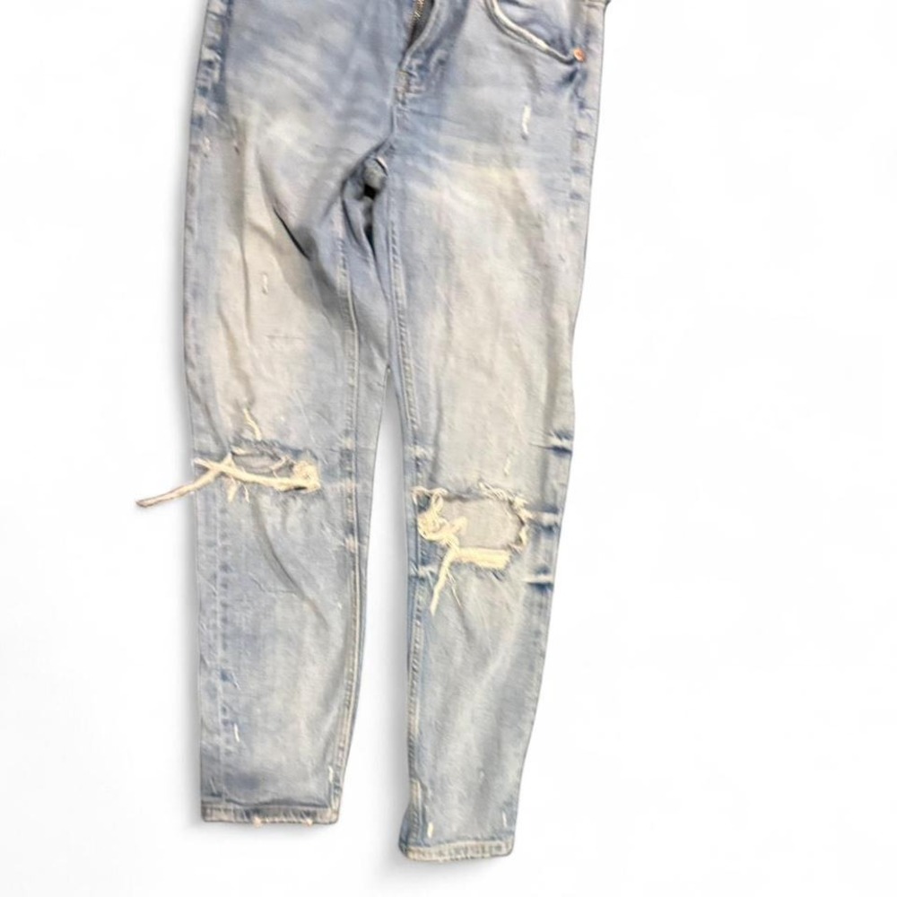 Zara‎ Woman Premium Denim Collection Distressed Light Wash Ripped Jeans Size 24